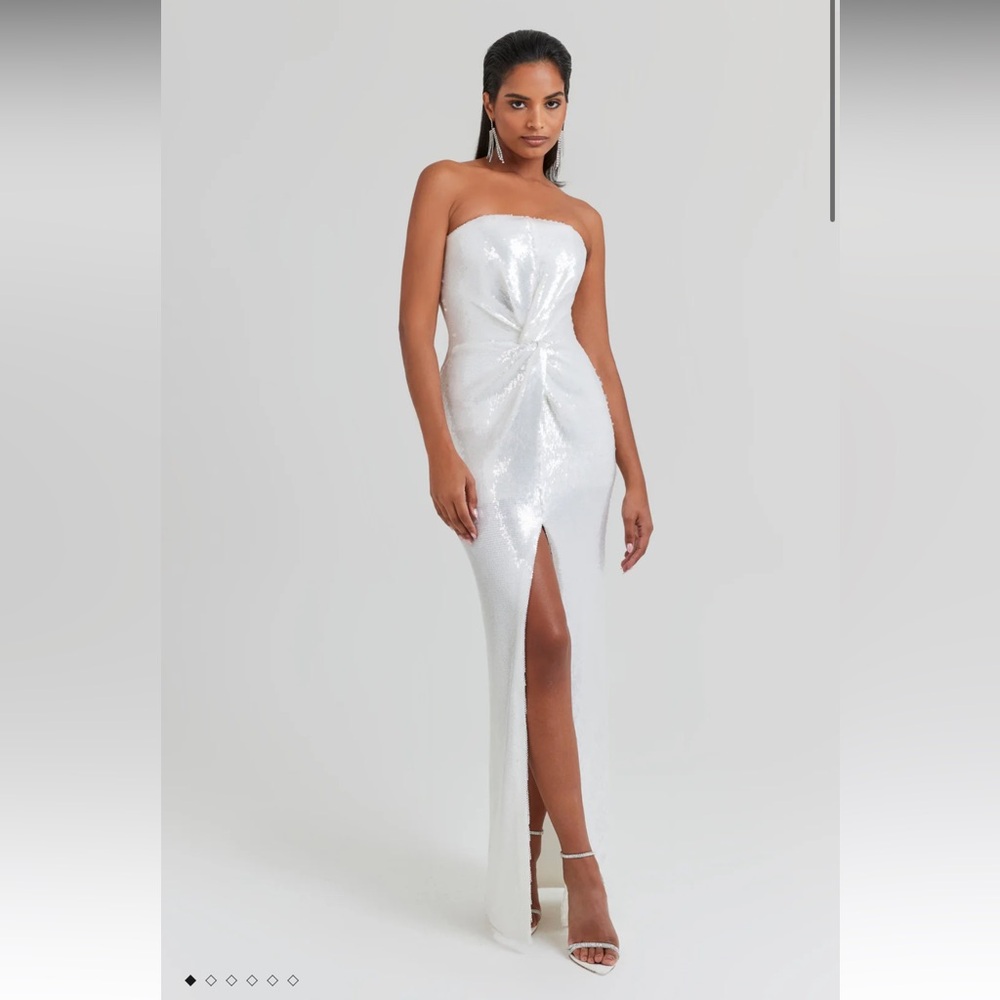 NADINE MERABI White Strapless Wedding Dress
